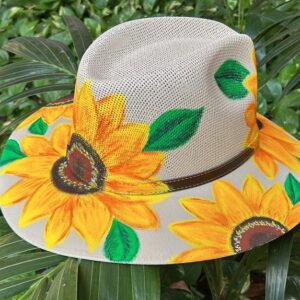 Sombrero pintado a mano de girasoles
